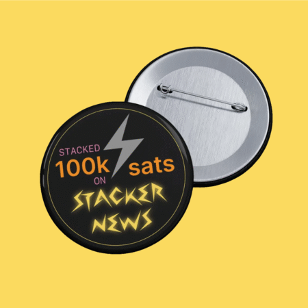 100k Sats Stacker Button Pins